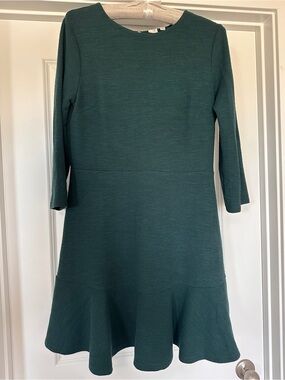 GAP Deep Green Long Sleeve Flared Hem Dress